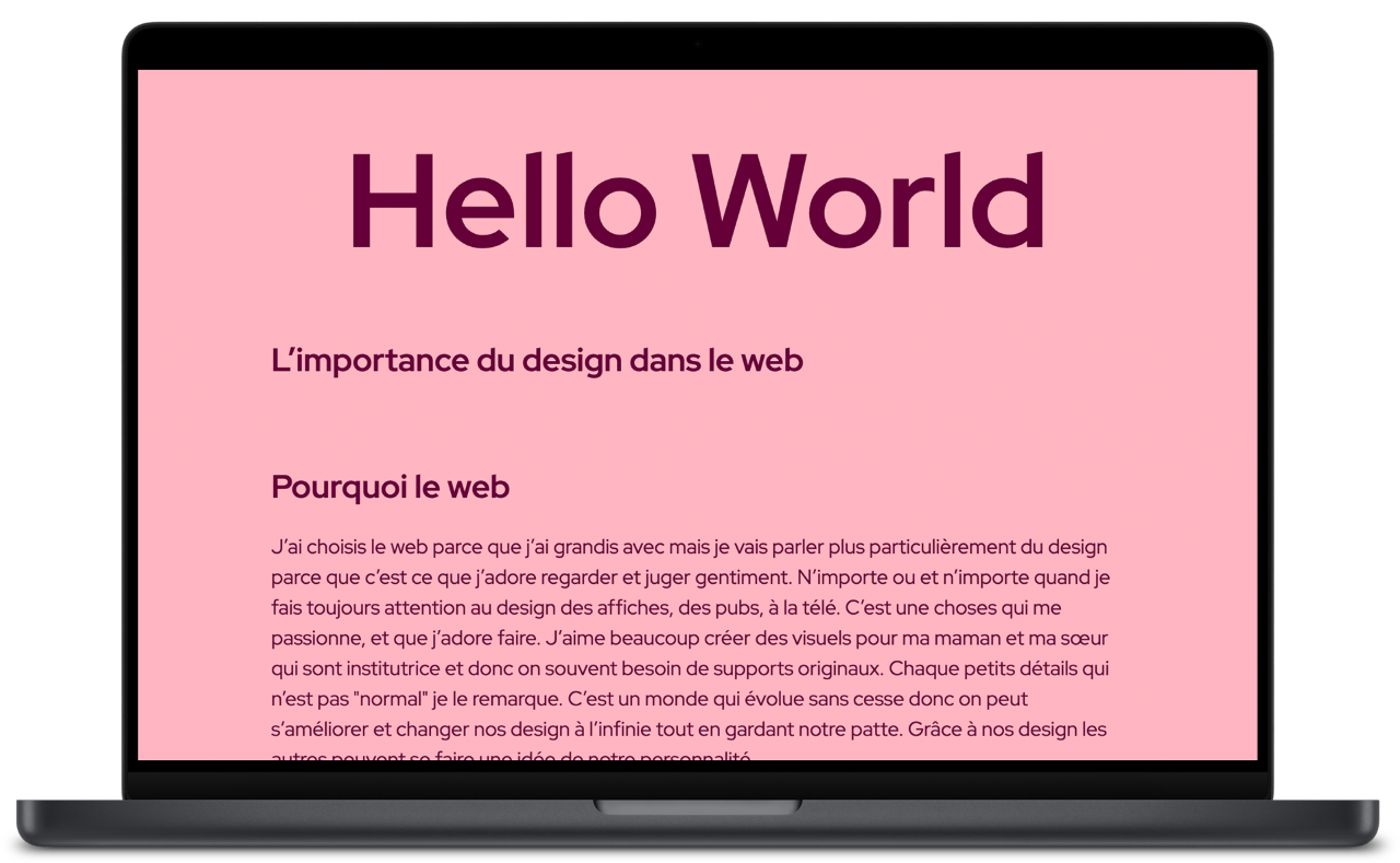 Mockup d'un ordinateur qui illustre le projet hello world