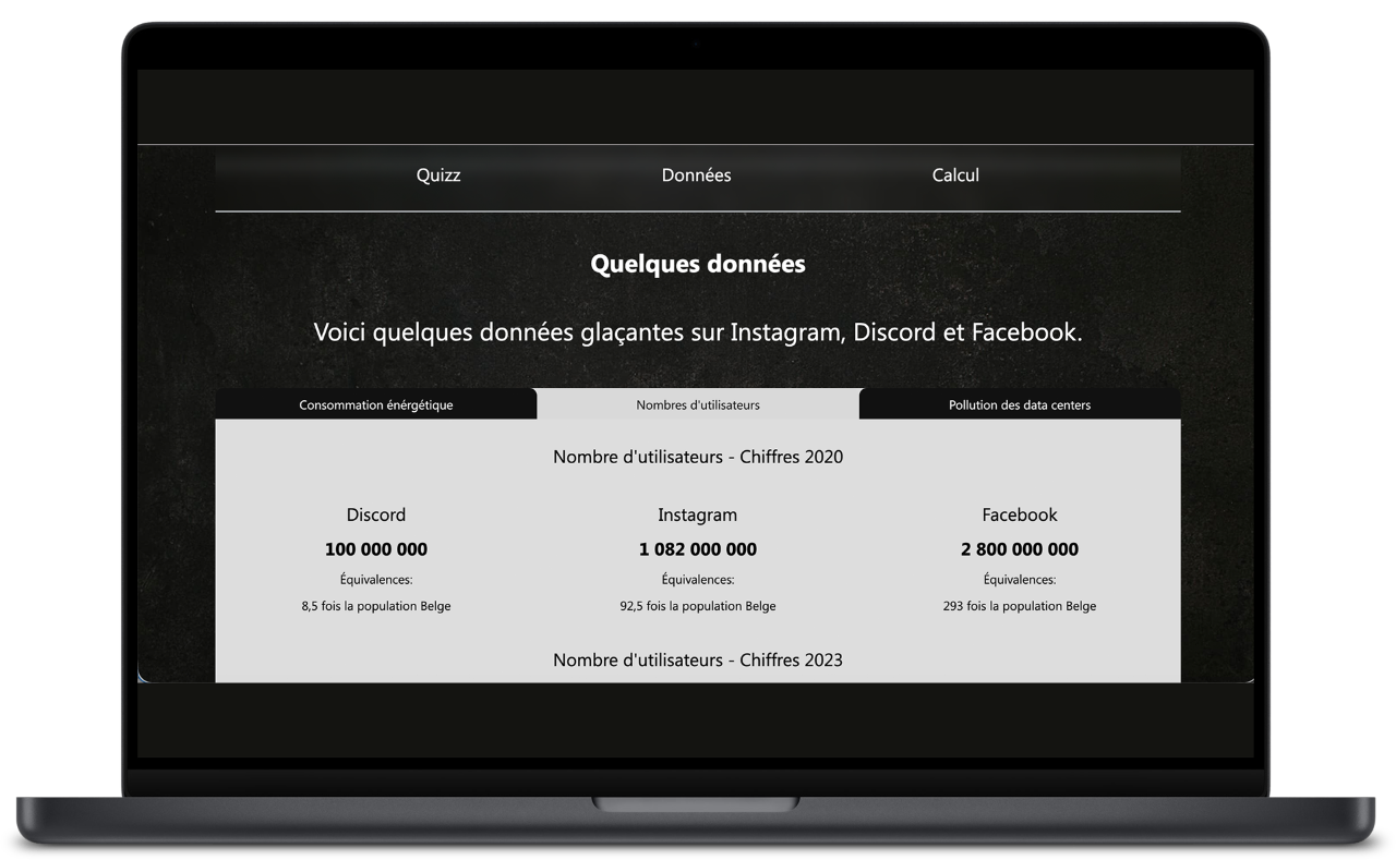 Mockup d'un ordinateur qui illustre le projet dataplay