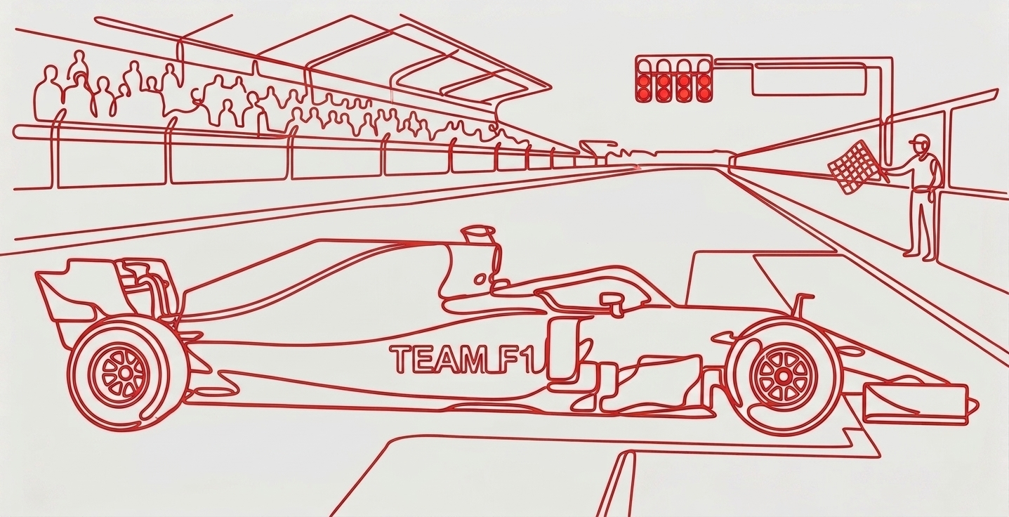 dessin au trait d'une grille de départ de F1